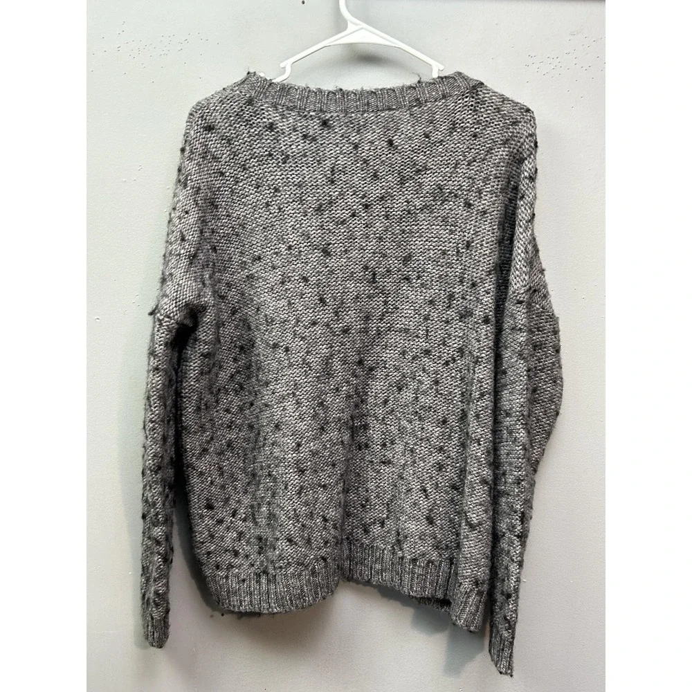 Wallace J. Crew Sweater Womens Large Gray Chunky Wool Blend Marled Knit